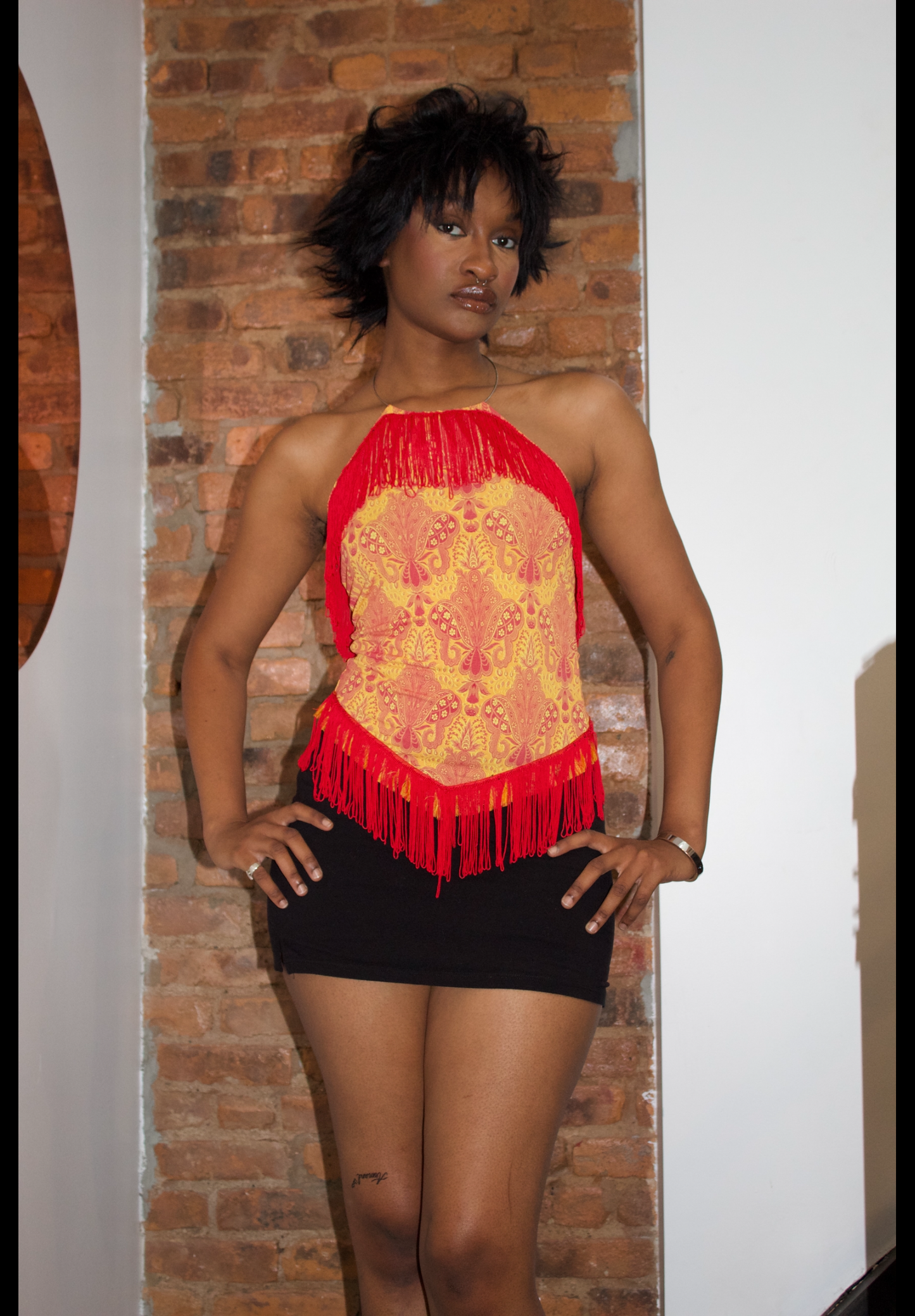 Vintage Paisley Halter Top with Fringe