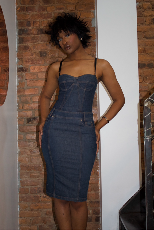 Dolce and Gabbana Denim Bustier Dress
