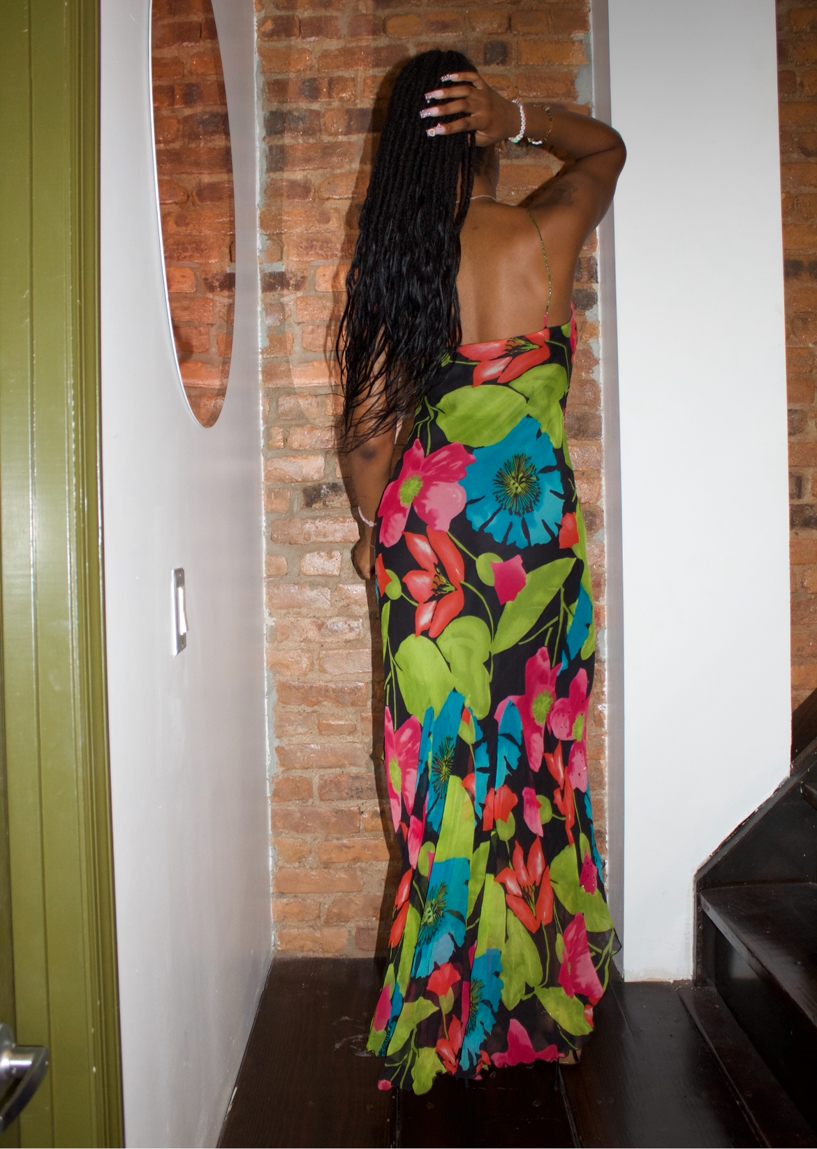 Cache Floral Silk Cowl Neck Maxi Dress